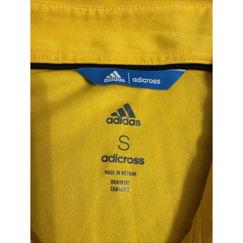 Adidas Golf Shirt Womens Yellow Polka Dot Rainbow Trim Polo CV8771 Rare Sz Small